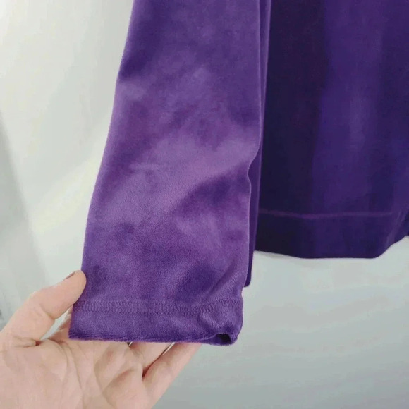 Woman Within Velvet Top Long Sleeve Royal Purple Soft Cozy - Picture 12 of 16